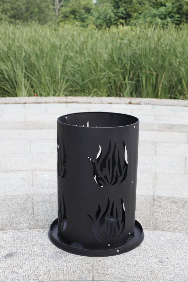 Feuerschale Stahl Feuerkorb Feuersäule mit Bodenrost & Schürhaken 60 x 40 cm