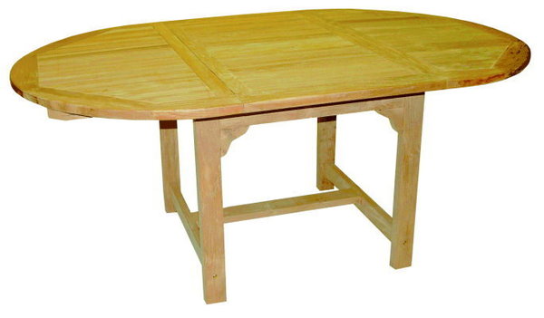 Echt Teak Tisch Gartentisch Teaktisch oval ausziehbar 180/120 x 120 x 75 cm DF53