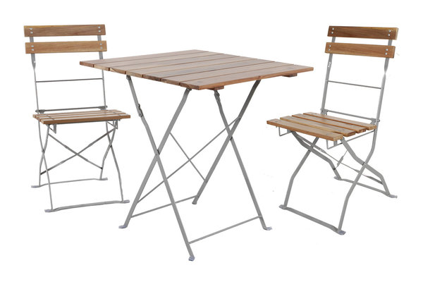 2 x Biergarten Sessel ohne Armlehne und Tisch 70 x 70 cm komplett Set